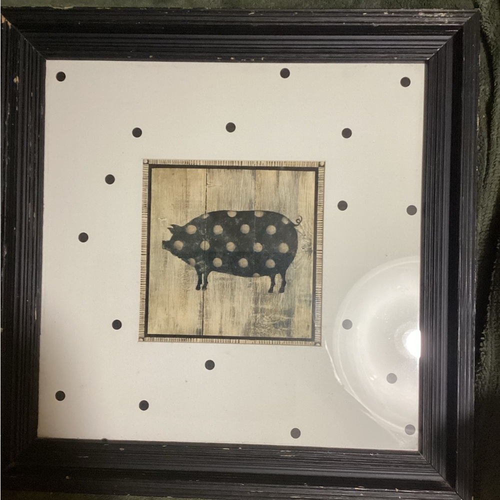 Polka Dot Pig Wall Art - Black